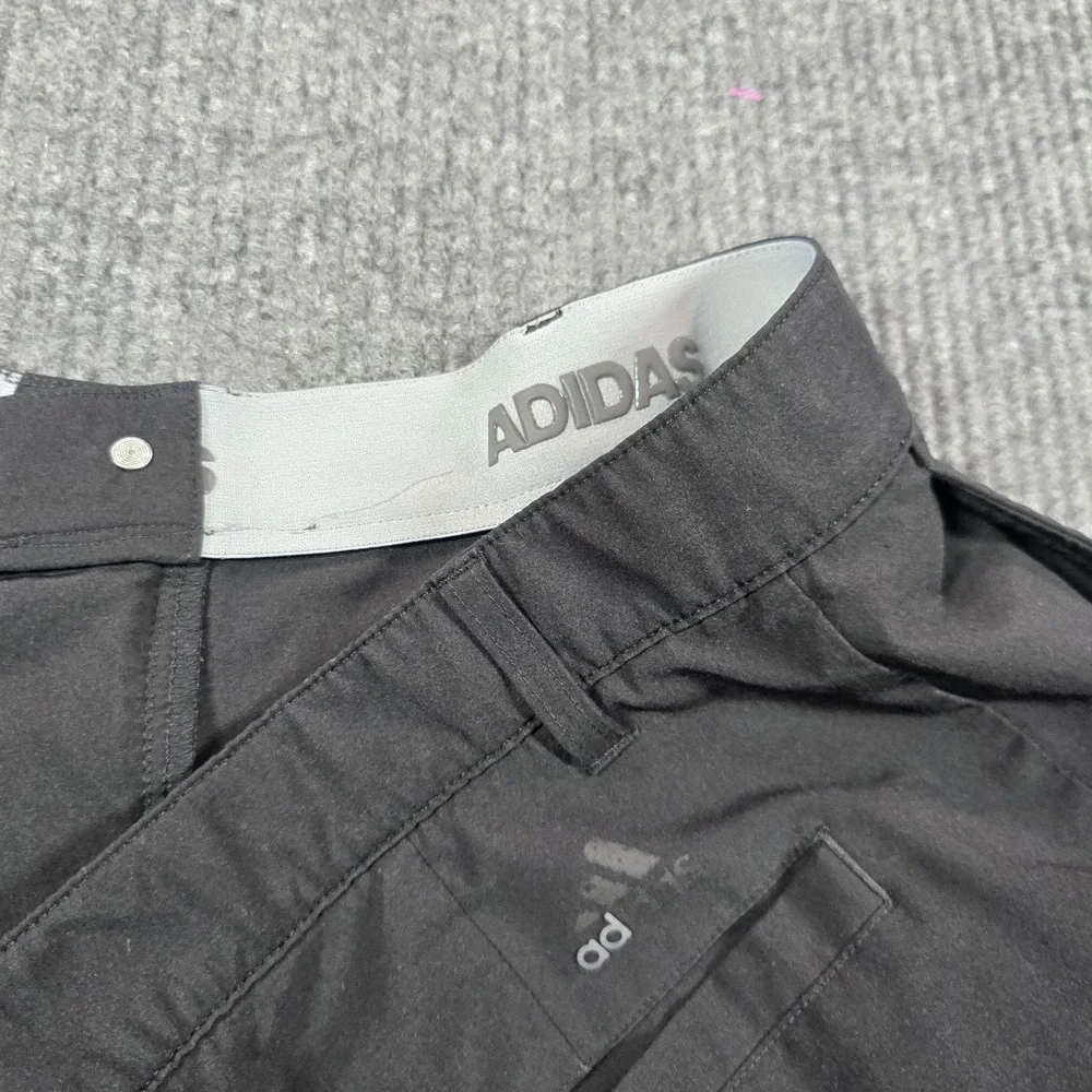 Adidas Shorts Mens 36 Black Microfiber Chino Golf Flat Front Summer Casual